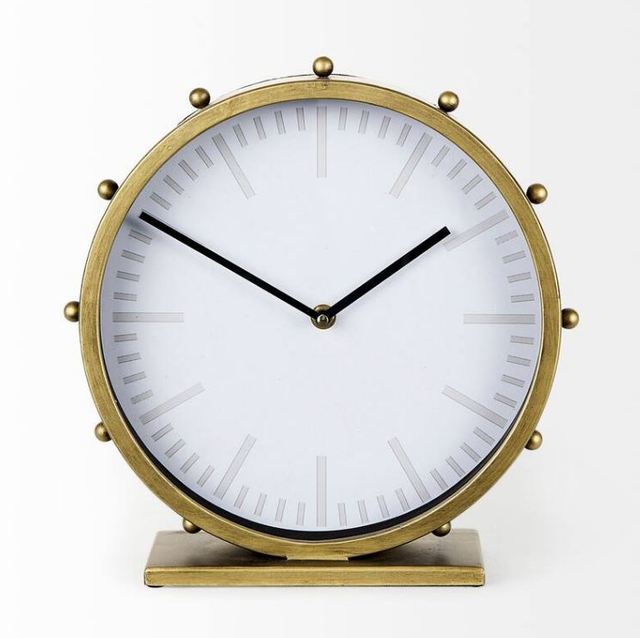 AK Brass Finished Metal Quartz Analog Table Clock with Stand at Wholesale Price for Office/Home Decor