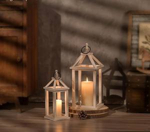 Lanternes décoratives de ferme de lanterne de bougie en bois blanc rustique pour l'usage d'intérieur et extérieur - Product Image 5