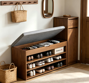 Wood <b>Shoe</b> <b>Rack</b> Organizer Multi Tier Open Shelf <b>Storage</b> Cabinet for Living Room Entryway Home - Product Image 4