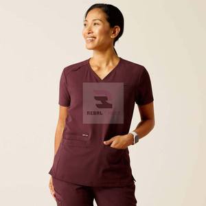 Haut de gommage unisexe à col en V et à manches courtes pour hôpital infirmier - Product Image 5