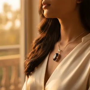 Colgante de Plata 925 con Cuarzo Ahumado para Mujer, Joyería Religiosa Hecha a Mano con Piedra Principal de Amatista y Baño de Rodio en Oro Rosa - Product Image 3