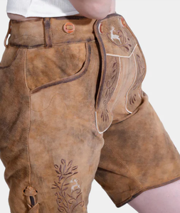 Traje bávaro para mujer al por mayor 100% pantalones de cuero de cabra genuino pantalones cortos alemanes Lederhosen - Product Image 3