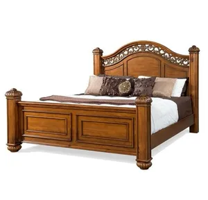 solid wooden bed king size brown antique color with glaze Antique Wood Furniture Handmade manufacture from Jepara Indonesia