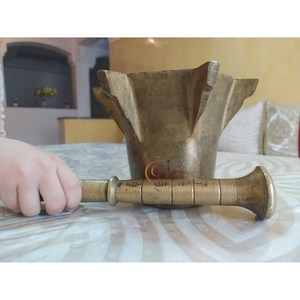 Mortero y Maja de cocina para el hogar y la cocina de metal de latón con estilo, accesorios de cocina con acabado de Color dorado, utensilios para el hogar y el Hotel DE LA India - Product Image 6