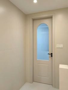 Porte française insonorisée à tête ronde en forme d'arc, motif de grille, étroite, pour salon, <span class=keywords><strong>couleur</strong></span> blanche, porte en <span class=keywords><strong>bois</strong></span>, porte en MDF - Product Image 2