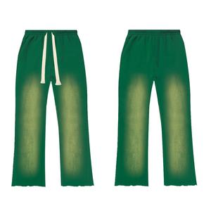 Pantalones de chándal acampanados lavados con ácido estilo callejero informal para hombre, pantalones de chándal al por mayor de rizo francés de algodón, patrón medio recto, Parte delantera plana - Product Image 5