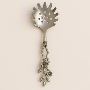 Serveur de pâtes martelé avec poignée en résine de vadrouille à crème cuillère à spaghetti fendue en acier inoxydable élévateur de nouilles ustensile de cuisine élégant - Product Image 5