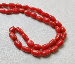 Cuentas de coral italiano natural AAA de 1 hebra, forma ovalada de 16 pulgadas 9X5 a 6X4 cuentas lisas, piedras preciosas de coral - Product Image 2