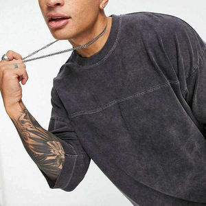 T-shirt vintage unisexe délavé à l'acide mode personnalisée 100% coton design surdimensionné à manches courtes pour hommes pour le tissu éponge d'été - Product Image 5