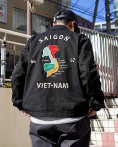 Giacca Moto Sukajan Vintage Vietnam Souvenir Bomber Dragon <span class=keywords><strong>Top</strong></span> Gun in Tela Spalmata Ricamata Personalizzata - Product Image 2