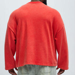 Sweat-shirt à col rond surdimensionné pour homme personnalisé, en coton lavé, molleton lourd, streetwear, pull, vente en gros, approvisionnement OEM - Product Image 2