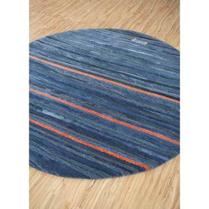 Tapis Manchaha bleu en laine et soie de bambou noué à la main, motif rayé rectangulaire pour la maison, le couloir, 10 mm, pour adolescents - Modèle Les-1627 - Product Image 2