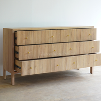 Commode Moderne Contemporaine en Bois Massif 6 Tiroirs Chêne Meubles de Chambre à Coucher Style Ferme pour la Maison Prix de Gros