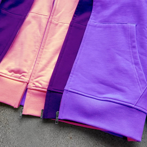 Sudadera con Capucha Personalizada para Hombre, Gruesa, Multicapa, con Cierre Morado, 100% Algodón, Felpa, Diseño Urbano de Invierno, Talla Grande, Lisa - Product Image 4