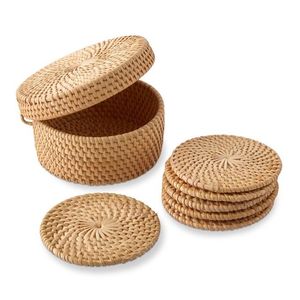 Handmade Woven Rattan Tea Coaster Sets Designer Wicker Coaster for Drinking Mug Glass Tea Cup Coaster Mats and Pads Placemats - Product Image 5