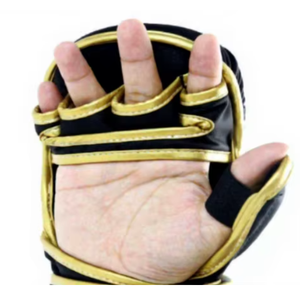 Guantes de Boxeo Negros con Detalles Dorados en PU, Guantes de Entrenamiento de Dedo Completo con Cierre de Velcro y Correa Ajustable para Muñeca, para Sparring y Combate - Product Image 5