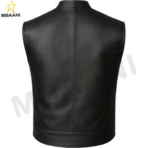 Gilet de moto pour homme en cuir de buffle de qualité supérieure, plusieurs poches, style club, gilet de motard - Product Image 2