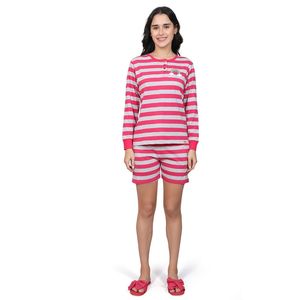 Conjunto de Camiseta y Pantalones Cortos de Punto 100% Algodón Súper Suave para Mujer Evolve, Cuello Redondo, Mangas Largas con Bolsillos, Color Gris Cómodo - Product Image 2