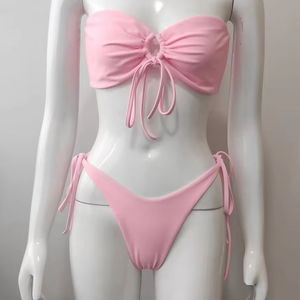 Ensemble de bikini personnalisé unisexe de haute qualité 2 pièces avec décoration de ceinture brodée en élasthanne/nylon Service OEM disponible - Product Image 1