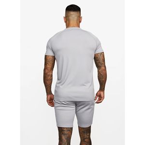100% Polyester Slim Fit Manches Courtes Col Ras Du Cou Casual Imprimer Twinset T-shirts et Shorts Fondamental Ombre Gris pour L'été - Product Image 2