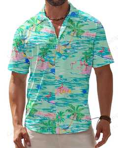 Camisa de playa de manga corta de algodón 100% informal para hombre, estampado 3D de plantas tropicales, estilo de moda transpirable - Product Image 4