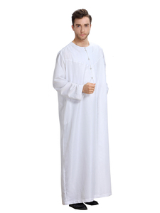 Qualité supérieure Nouveau design Décontracté Musulman Arabe o cou Manches amples Robe Manches longues Thobe Vente en gros Jubba Pour Hommes teinté en blanc - Product Image 4