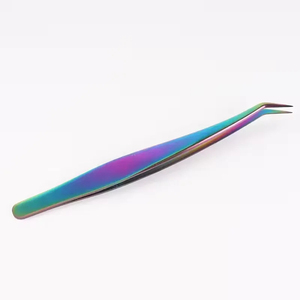 Pince à cils professionnelle pour greffe, tête aiguisée, haute qualité, précision, acier inoxydable, clip doré, vente en gros - Product Image 3