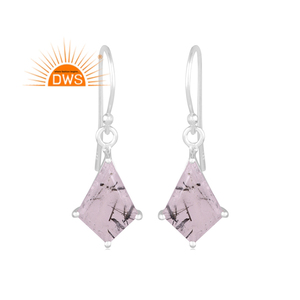 Nuevo diseño elegante, pendientes colgantes de plata de ley fina con gema de rutilo negro natural, joyería para mujer, regalo para ella. - Product Image 1