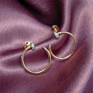 18k <b>Gold</b> Diamond Hoop <b>Earrings</b> H I Color VS SI Clarity Diamond Jewelry Huggie Push <b>Back</b> Hoop <b>Earring</b> for Women Birthday Gift - Product Image 2