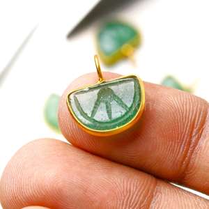 Dijes de Fruta de Cuarzo Verde Tallados en Forma de Naranja, Colgante de Piedra Preciosa de Cuarzo Vermeil Dorado, Joyería de Cristal Curativo de un Mayorista - Product Image 5