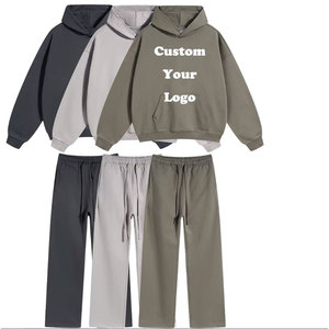 100% algodón personalizado de gran tamaño unisex chándal conjunto holgado chándal Conjunto personalizado - Product Image 1