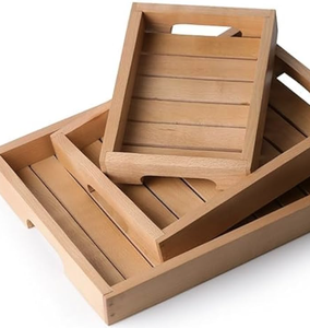 Plateau de vanité en bois à plusieurs niveaux pour les articles de toilette d'hôtel - Product Image 3