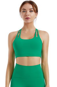 Soutien-gorge de yoga à col en U confortable et respirant pour femmes ensembles de sport anti-chocs évidés au dos personnalisé OEM - Product Image 4