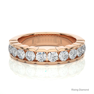 1,5 quilates corte redondo laboratorio cultivado diamante media eternidad conjunto CVD boda banda en oro blanco aniversario anillos de regalo - Product Image 5