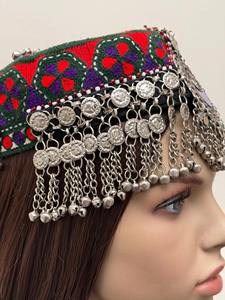 Barrette à cheveux traditionnelle afghane brodée de fleurs, tissu fait main, vintage, ethnique, culturelle, unisexe, vente en gros - Product Image 5