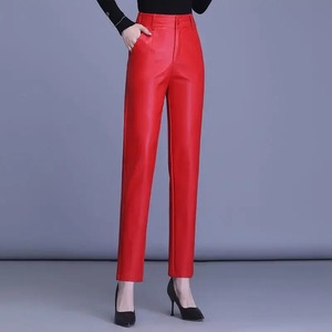 Pantalon en cuir véritable Harem en peau de mouton pour femmes Automne et hiver Nouveau pantalon décontracté Pantalon taille haute élastique - Product Image 5