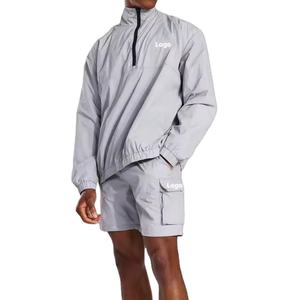 Ropa de calle personalizada, chándal ligero para hombre, conjunto de ropa deportiva de 2 piezas, cortavientos de nailon para gimnasio, conjunto de pantalones cortos Unisex de 2 piezas - Product Image 1