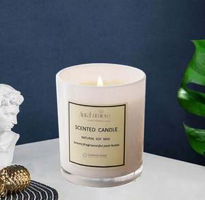 Caja de regalo con cinta de colores al por mayor, velas perfumadas de Navidad y Halloween en tarro de cristal de cera de soja blanca, tapa de madera, fragancias personalizadas - Product Image 3