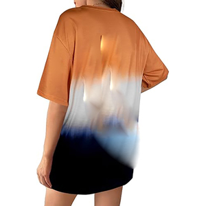 เสื้อยืดแฟชั่นสำหรับผู้หญิงทันสมัยเสื้อยืดสีตัดกันมัดย้อมพิมพ์ลายสำหรับฤดูร้อน - Product Image 5