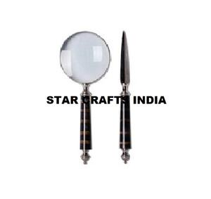 Loupe de lecture vintage avec manche en bois métallique Loupe optique portable haut de gamme, loupe 10x en bronze - Product Image 6