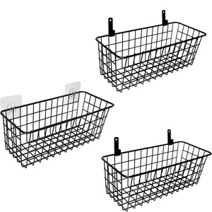 Offre Spéciale panier de rangement en fil métallique latéral en bois noir enduit organisateur de fer antirouille pour cuisine garde-manger Hom étagère affichage utilisation - Product Image 2