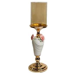 Vente en gros Bougeoir photophore à 5 bras Design tendance avec vaisselle en métal pur couleur argent pour Noël - Product Image 3