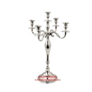 เชิงเทียนอลูมิเนียมชุบเงินทรงสูงพร้อมแขน5ชิ้นตกแต่งพื้นชุบเงินเงาและของตกแต่งงานปาร์ตี้เชิงเทียนทำมือ - Product Image 1