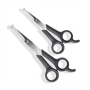 Ciseaux de toilettage pour animaux de compagnie en acier inoxydable avec manche en plastique, 2 tailles, avec une lame dentelée, coupe lisse et antidérapante - Product Image 1