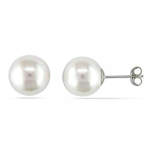 Pendientes de oro blanco de 14 quilates con perlas blancas del Mar del Sur de 10-11 mm - Product Image 2