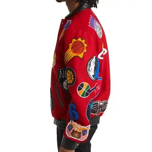 Chaqueta Varsity Reversible de Cuero Genuino Impermeable con Logotipos Personalizados al por Mayor, Bordado, Cuello Alto, Estilo Urbano para Hombre - Product Image 3