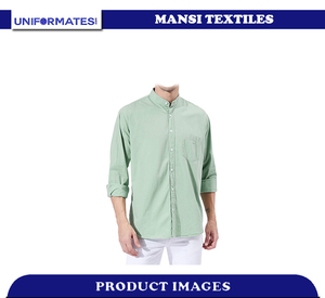 เสื้อ100% ทางการแบบติดกระดุมสำหรับผู้ชายเสื้อคอตตอนสลิมฟิตคอปกพับลงและแขนยาวเป็นมิตรกับสิ่งแวดล้อมระบายอากาศแห้งเร็ว - Product Image 3