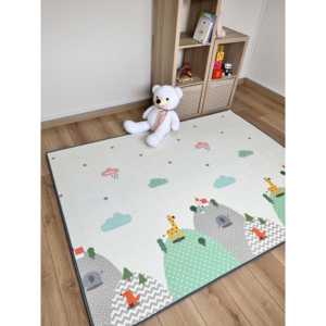 Tapis de jeu double face XPE pour bébé 120x140x1,5 cm-Montagnes en mousse non toxique imperméable enroulable-Étoiles - Product Image 2