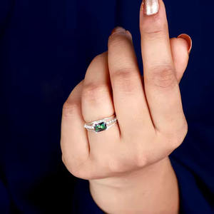 Anillo de Plata de Ley 925 con corte octogonal de topacio místico creado en laboratorio, banda de diseño romántico para compromiso de boda o fiesta de mujer - Product Image 4