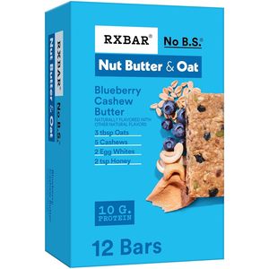 Barres protéinées RXBAR au beurre de noix et aux protéines d'avoine, collations protéinées, barres de collation, beurre de noix de cajou et myrtille, boîte de 23,2 oz (12 unités) - Product Image 1